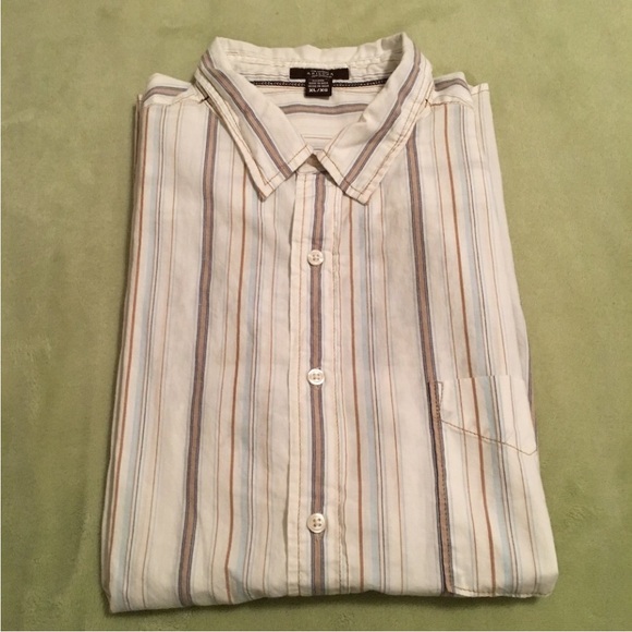 Arizona Jean Company shirt stripe collar short sleeve cream casual XL Immortal - Picture 2 of 7